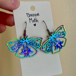 🦋 Dream Moth Earrings ✨ Iridescent Rainbow Design